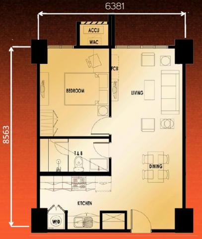KROMA Tower 1-Bedroom Unit Floor Plan