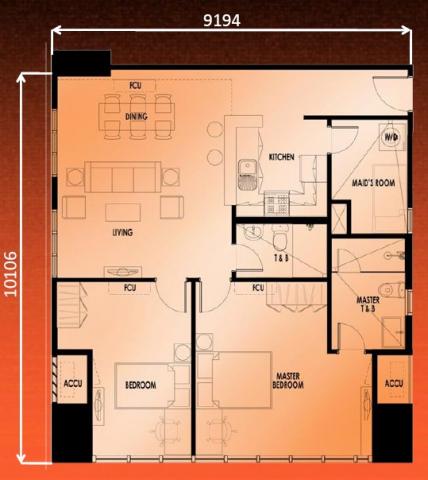 KROMA Tower 2-Bedroom Unit Floor Plan