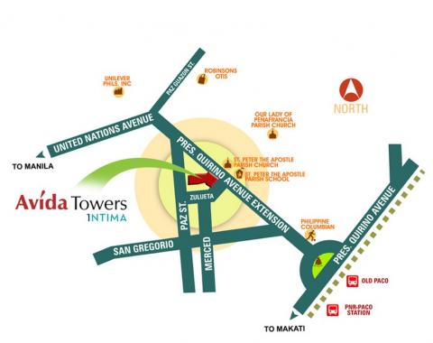 Avida Towers Intima Location Map